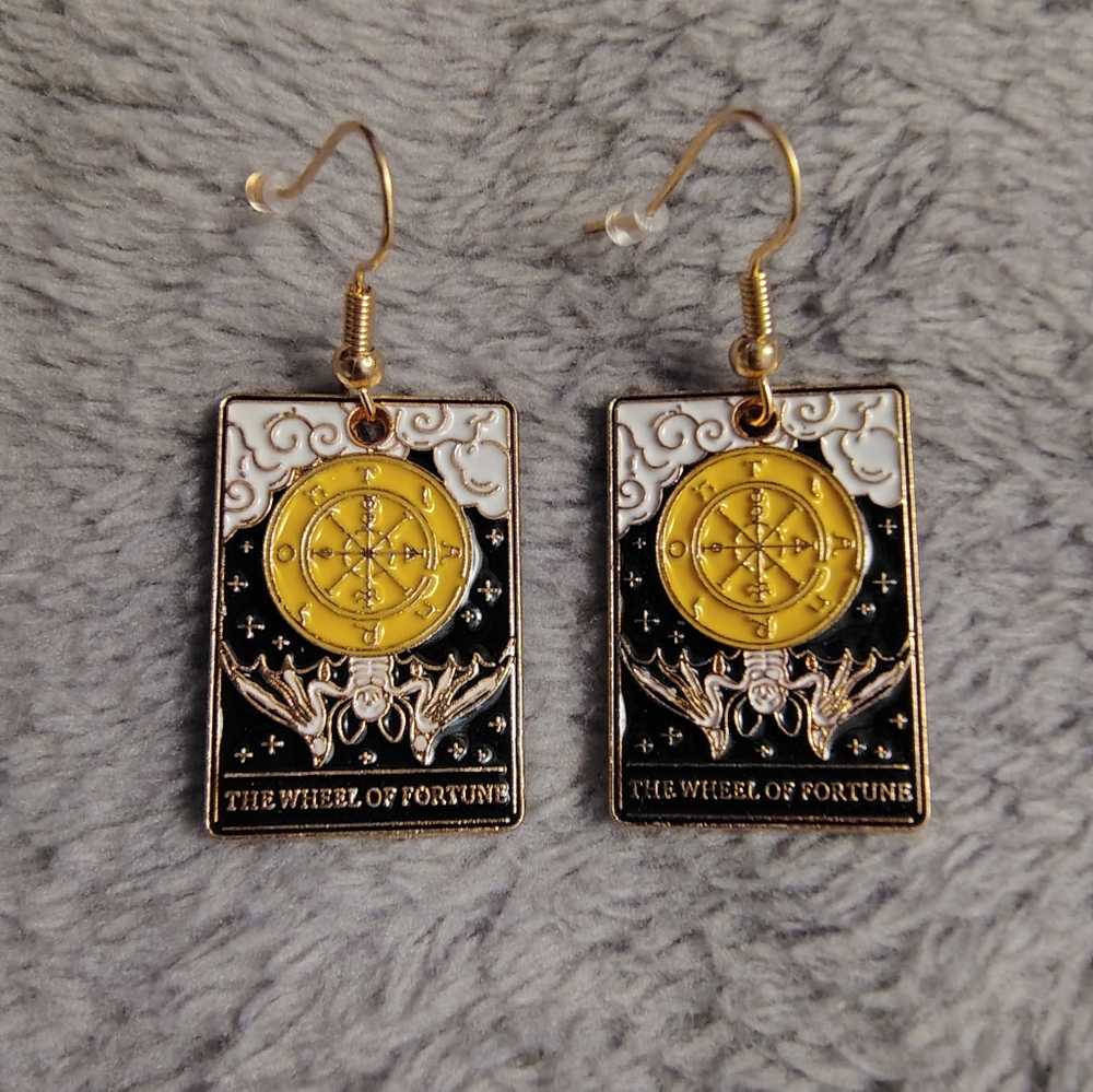 'The Wheel Of Fortune' Tarot Card Dangle Earrings